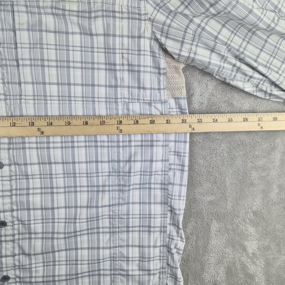 REI Mens Hiking Shirt Medium Gray Plaid Stretch Long Sleeve Roll Tab Outdoor - Picture 7 of 12